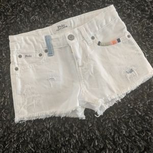 Polo white denim shorts